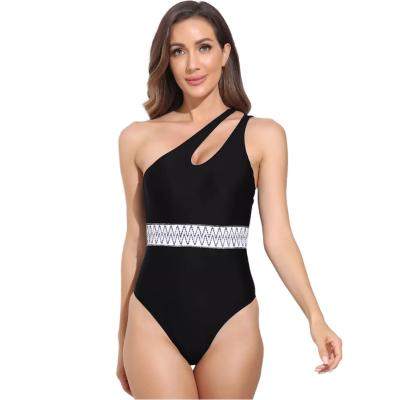 China One Shoulder Swimsuit Latest Design Breathable Black Female High Cut One Piece Swimsuit for sale