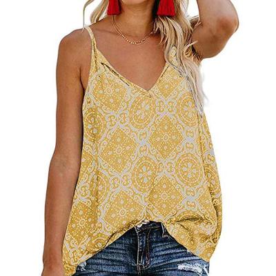 China Latest Fashion Yellow V-Neck Summer Viable Spaghetti Strap Women's Tank Tops for sale