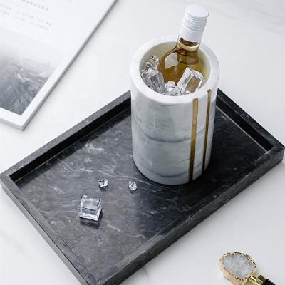 China Customized Unique Classic Marble Logo Viable Small Wine Fridge and Wine Warmer Marble Wine Cooler Cooler Bucket Portable and Black for sale