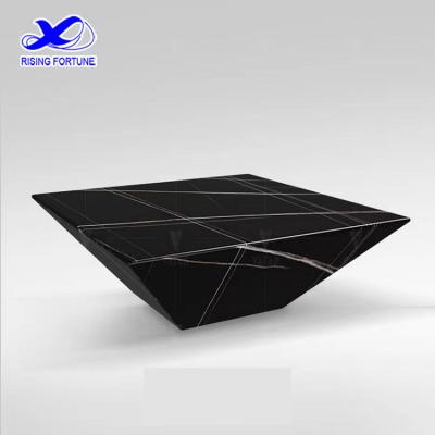 China Italian Black and White Marble Adjustable Top Cafe Square Design Teapoy (Other) Table for sale