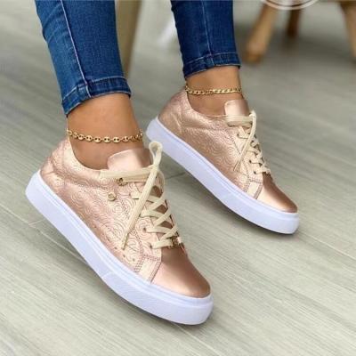 China Fashion Trend Fashion Plus Size Female Flats Shoes Printed Women Sneakers Ladies Gold Casual Shoes for sale