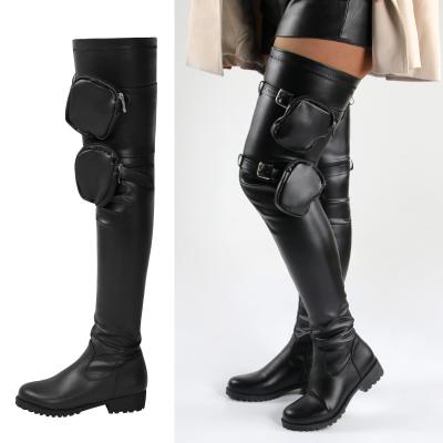 China Anti-slippery Ladies Black Red Over The Knee Boots Women Calf Wide Thigh High Boots With Matching Purse for sale