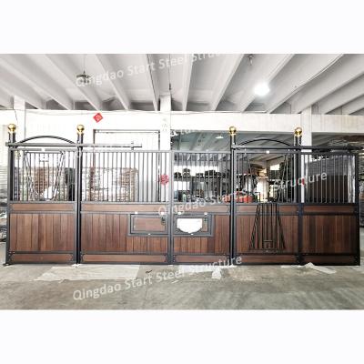 China Trusses Customized Steel Frame Luxury Permanent Bamboo Horse Frame Stable Style Metal Door for sale