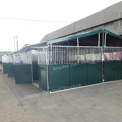 China Hot Dip Galvanized Horse Stable Panel Heavy Duty Temporary Horse Truss Dip Stable With Large Tent Optional for sale