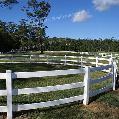 China Easily Assembled UV Resistant PVC Rails Post And Rail White 3 Horse Farm Fence for sale