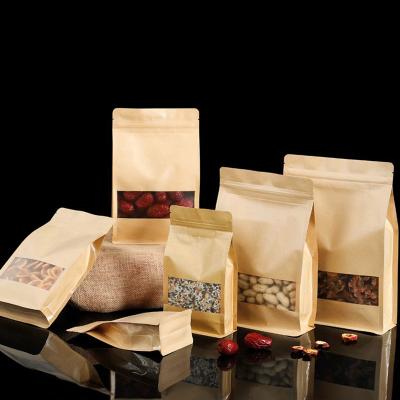 Cina Brown Kraft Paper Bag Window Food Packaging Paper Bags Disposable Ziplock Compostable Pouch in vendita