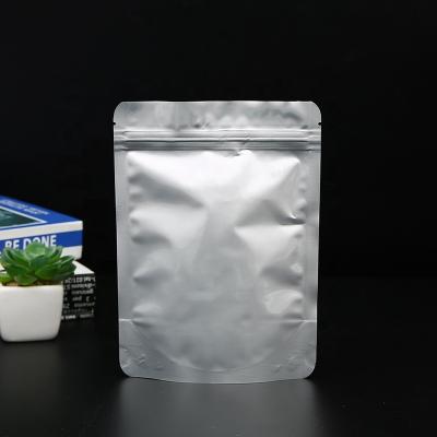 China Custom Wholesale Moisture Proof Aluminum Foil Stand Up Pouch Silver Zipper Lock Bag AL Zipper Food Packaging Bag for sale