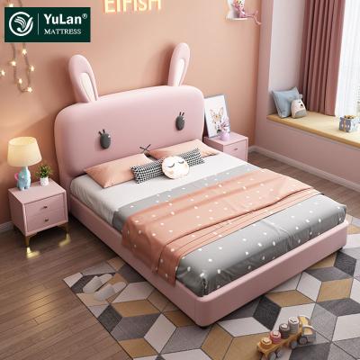 China Other Cute Modern Luxury Design Frame Cartoon Rabbit Solid Wood Leather Cute Bed zu verkaufen