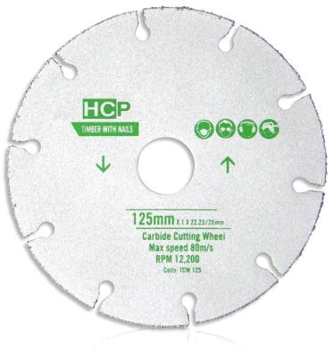 China HCP 76mm Carbide Cutter Wheel Tungsten Carbide Pointed Abrasive Universal Saw Blade For Cutting PVC/Plaster/Fiber Glass/Rubber for sale