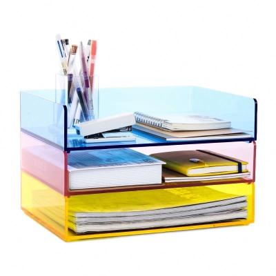 China Environmental Friendly Top Selling Colorful Acrylic File Rack Good Quality Acrylic File Rack Office for sale