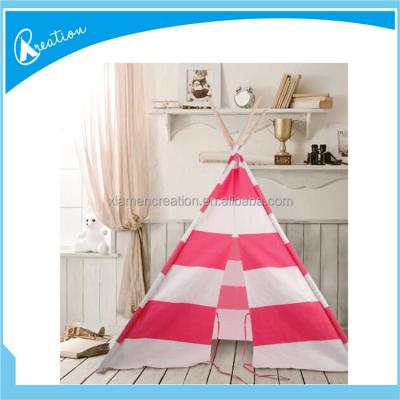 China Eco-Friendly Pink And White Stripe Kids Teepee Kids Tent Teepee for sale