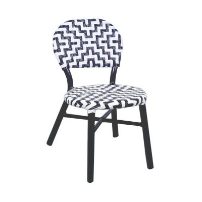 China Modern Patio Kid Chair Aluminum French Rattan Woven Round Seating Kindergarten Dining Chair for sale