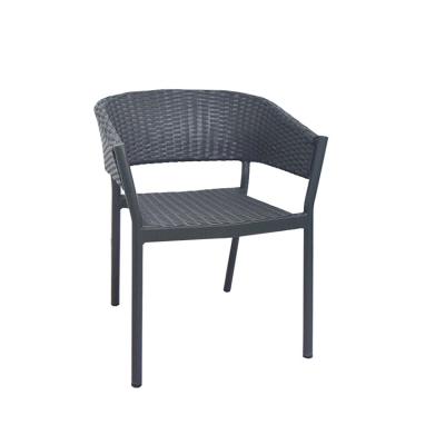 China Modern Modern Outdoor Wicker Dining Chairs Patio Resin Rattan Garden Lounger Black for sale