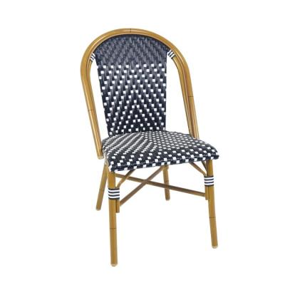 China EUROPEAN High Side Black Rattan Dining Chairs French Classic Bamboo Look Bistro Wicker Chair Sale for sale