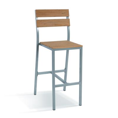 China Modern Metal Patio Bar Stools Size With Back Chair Outdoor Aluminum Plastic Wood Patio Bar Frame Modern Waterproof Bar Stool for sale