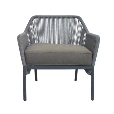 China Modern Modern Rope Dining Armchair Gray Patio Sofa Woven Lounge Chair With Cushion Outdoor Large Space Sofa Furniture Chairs for sale