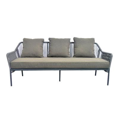 China Modern Storage Home and Outdoor Living Room Waterproof Loveseat Patio Rope Sofa Gray with Cushion for sale