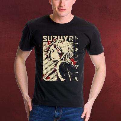 China Japan Tokyo Ghoul Anti-Shrink Anime Clothes COS Short Sleeve Pure Cotton European Size Black Printed T-Shirt for sale