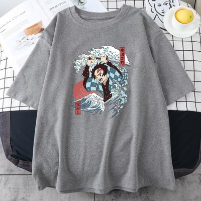 China Men's T-shirt Hip Hop Cotton T-shirts Japan Anime Demon Slayer Print Sportswear Breathable Shirt for sale