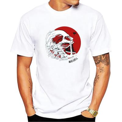 China new Anti-wrinkle men's T-shirt attack on titan printed loose solid color T-shirt unisex 100% cotton for sale