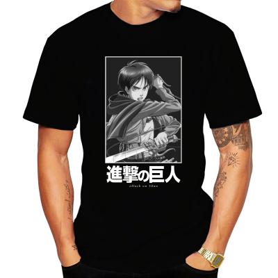 China new Anti-wrinkle men's T-shirt attack on titan printed loose solid color T-shirt unisex 100% cotton for sale