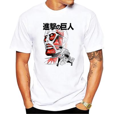 China new Anti-wrinkle men's T-shirt attack on titan printed loose solid color fashion round neck T-shirt for sale