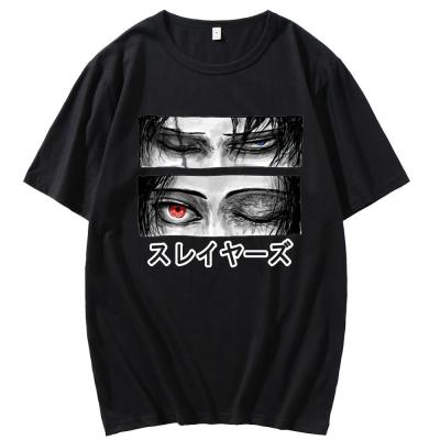 China 100% Breathable Cotton Japanese Anime Attack On Titan Ackerman Eye Print Ulzzang Top Men T-Shirt for sale