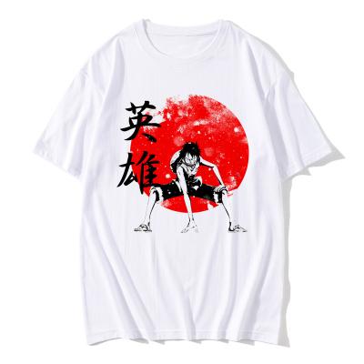 China Anti-pilling One Piece T Shirt Men Summer Pirate King T Shirt Mens Luffy Pokes Japanese Anime Cotton Short Sleeve Men for sale