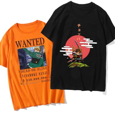 China Anti-Wrinkle T-shirt Japan Anime Cartoon T-shirt Luffy Zoro Kawaii Graphic Men's New Summer One Piece Tees Hip Top Anime Male Shirt Hop for sale