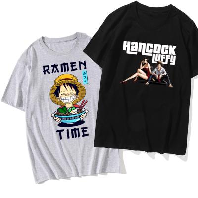 China Anime One Piece T-shirt Anti-wrinkle Japan Kawaii Cartoon T-shirt Hip Hop Luffy Zoro T-shirts Ulzzang Grunge Graphic Female for sale