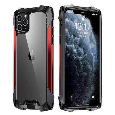 China Luxury Shockproof Metal Shockproof Case For iPhone 13 12 11 pro Max Mini Xs XR 7 8 plus Se 3 Silicone Clear Back Airbag Bumper Cover for sale