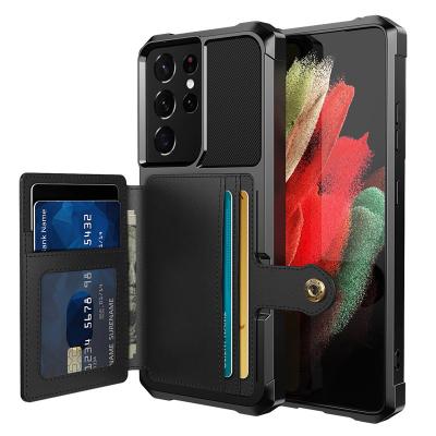 China Shockproof For Samsung Galaxy S22 S21 Ultra Plus Fe A52S S20 Plus Magnetic Card Holder Strong Leather Case A52 A72 Note 20 Shockproof Cover for sale