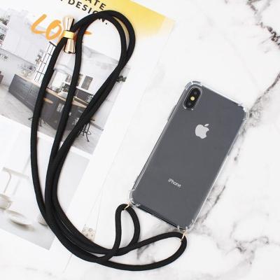 China Phone Case With 1.5m Luxury Transparent Long Rope Soft TPU Strap Phone Case For Xiaomi Redmi Note 9T 5 6 6A 7 9 9SE A2 Lite GO Pro With Lanyard Neck Strap Back Cover for sale