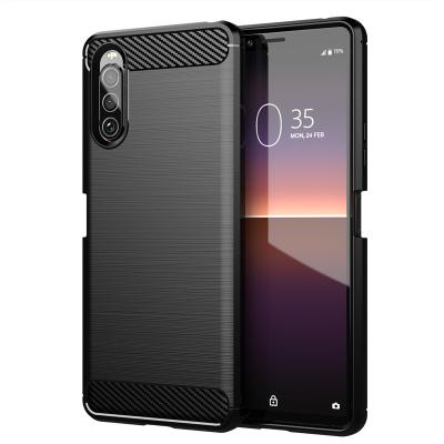 China Shockproof For SONY Xperia 10 II L1 2 3/E6 XA 1Plus XZ 4 5 6 Soft Cover Silicone TPU Carbon Fiber Texture Bumper Bumper Case for sale