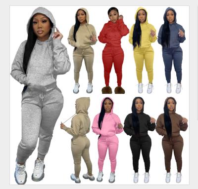 China Wholesale Anti-Static Women's Hoodie Set Sports Solid Color Two Piece Set for sale