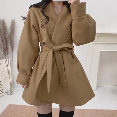 China New 2021 winter QUICK DRY women's fashion lapel cardigan middle and long woolen coat for sale