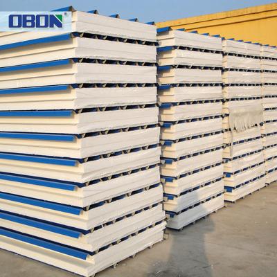 China OBON Contemporary Wall Cladding Insulation Board SIP Panel Cold Room Rock Wool PU /EPS Sandwich Panels Roofing Panel for sale