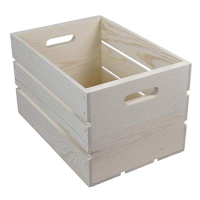 China Wholesale Eco-friendly High Quality Natural Ansate Pine Raw Material Cheap Rectangle Wooden Crates for sale