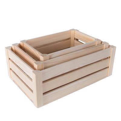 China China Set Three Slatted Apple Nesting Large Wooden Crates For Unfinished Storage for sale