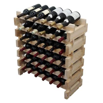 China Sustainable Store 36 Bottle Capacity DIY Storage Wine Retail Stackable Rack Wooden for sale