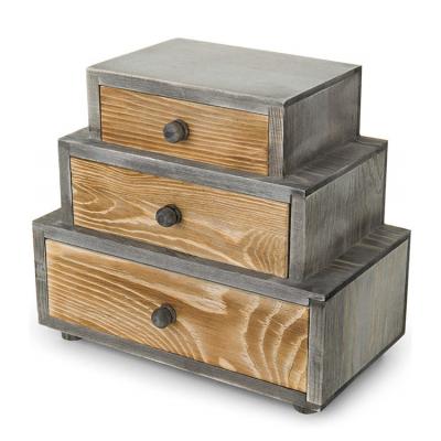 China 100% Eco-Friendly Rustic Gray Handmade Wooden Desk 3-Drawer Organizers And Storage Containers for sale