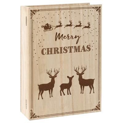 China China Handcrafted Book Shape New Design Shapely Wooden Christmas Advent Calendar for sale