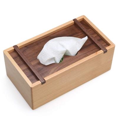 China Wholesale Eco-friendly Raw Material Multifunctional Bamboo Solid Rectangle Fitted Tissue Box Wood for sale