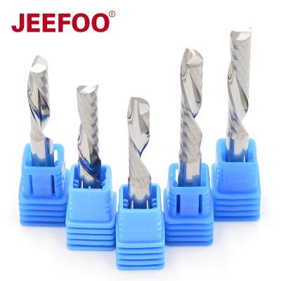 China Cutting Left Hand CNC Router Bit Diameter Carbide End Mill For Aluminum Cutting Single Flute Down Cutter for sale