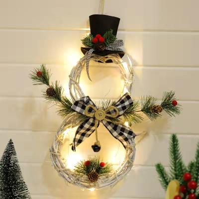 China New Christmas Decoration Products LED Garland Christmas Vine Hanging Circle Hand-Made Home Hanging Garland Lamp for sale