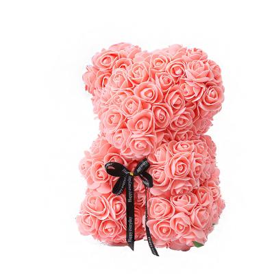 China Customized Artificial White Red Pink Purple Teddy 25cm Rose Bear From FLOWERTIME Best Seller Ribbon Gift Box for sale