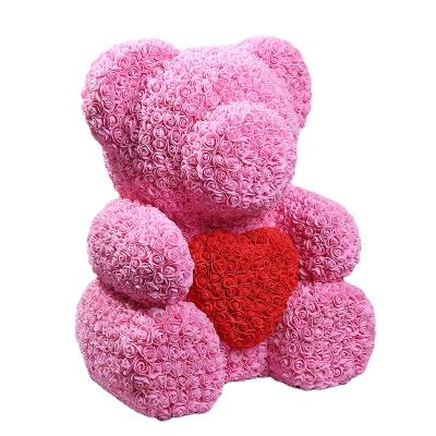 China Pearl Large 70cm Rose Teddy Bear PE Foam Extra Large Ribbon Gift Box Gift Factory Supply OEM For Girls for sale