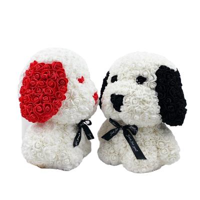 China 38cm Length Cute Teddy Bear PE Red Rose Hot Sale Foam Rose Dog Teddy Products Ins Gift For Valentine's Day for sale