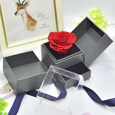 China Grade A Handcrafted Not Fade Lasting Eternal Rose In Double Door Box For Valentine's Day for sale