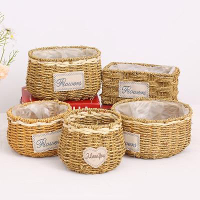 China Natural FLOWERTIME Dried / Preserved Hand Made Flower DIY Decoration Portable Straw Basket for sale